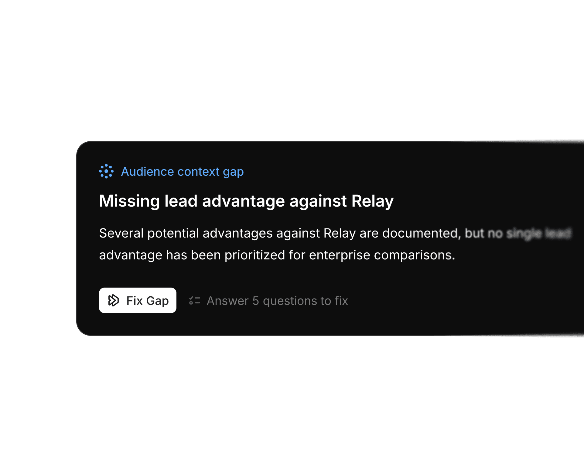 Profound asks a question to fill a gap in stored knowledge, answerable with text, voice, or files