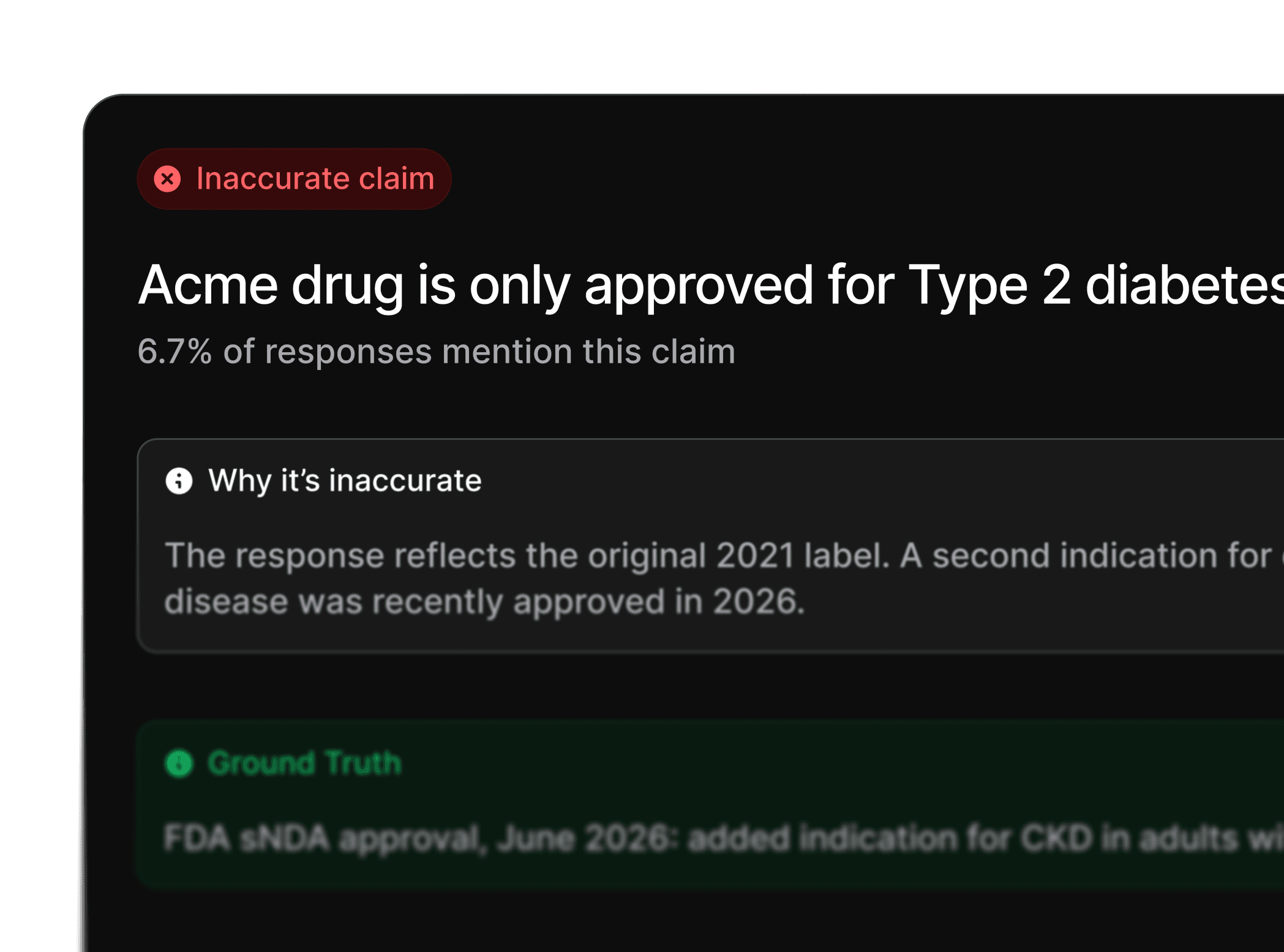 Profound identifies an AI claim based on an outdated pharmaceutical indication