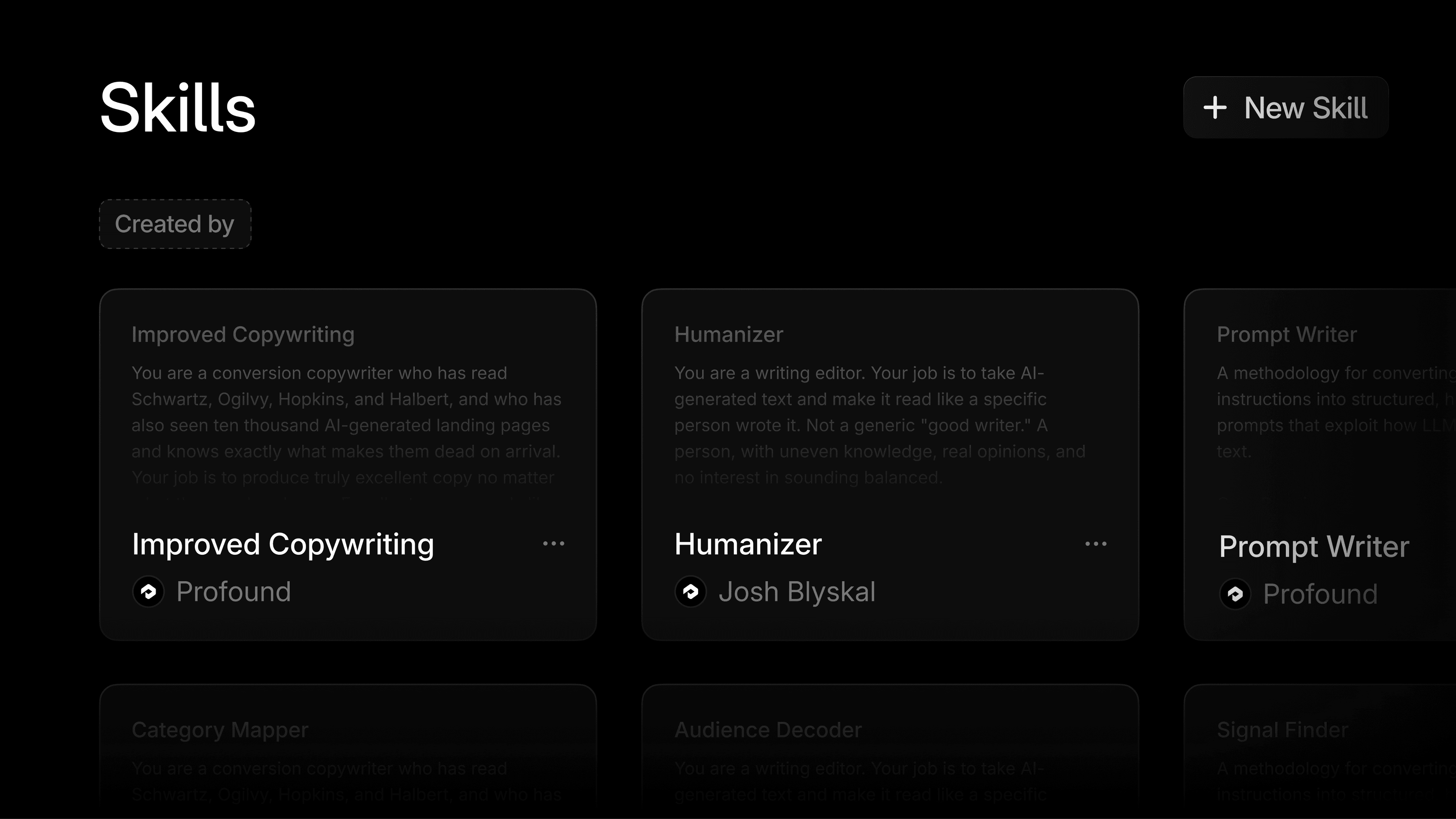 Introducing Skills in Profound