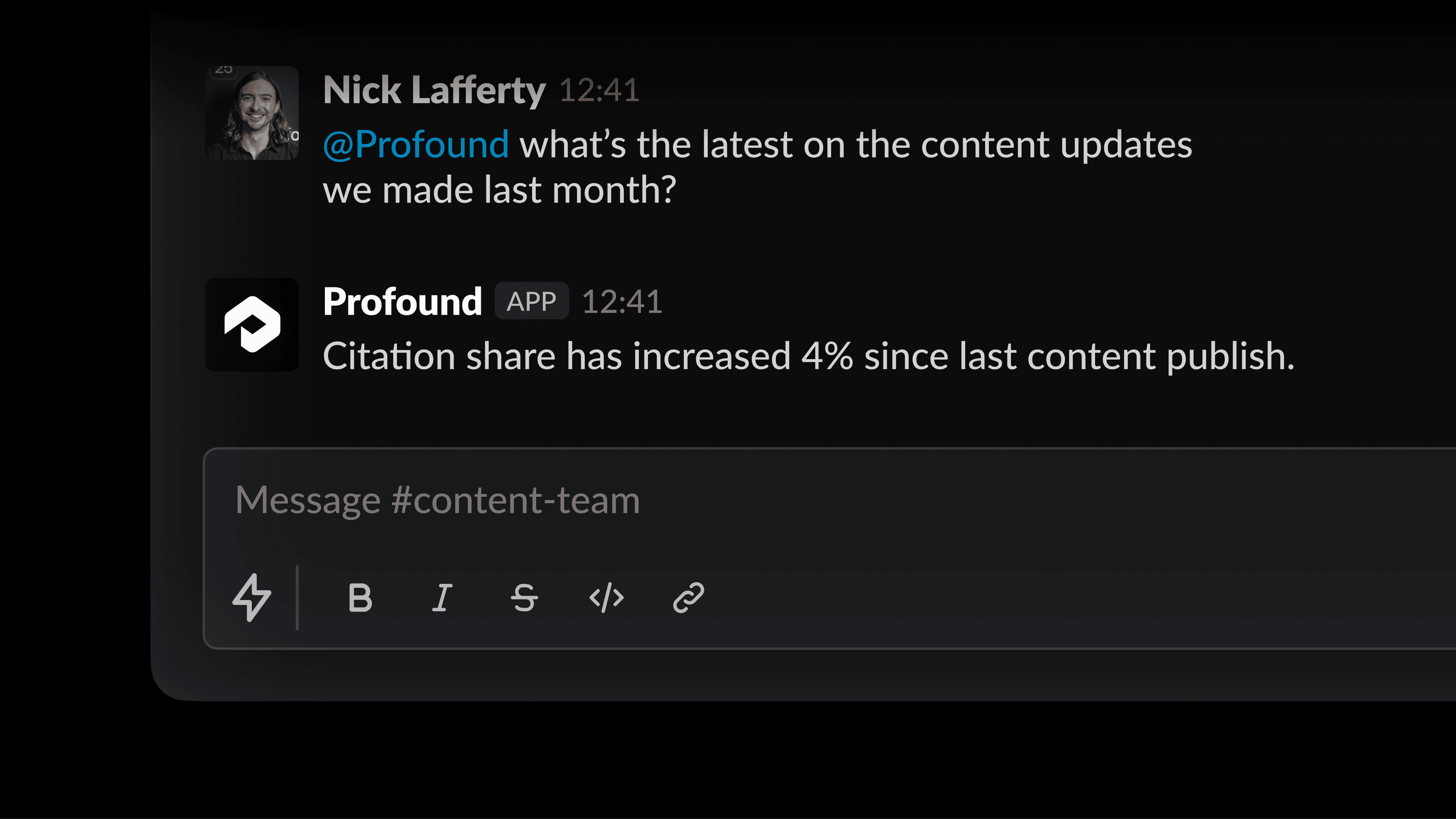 Collaborate with Profound in Slack