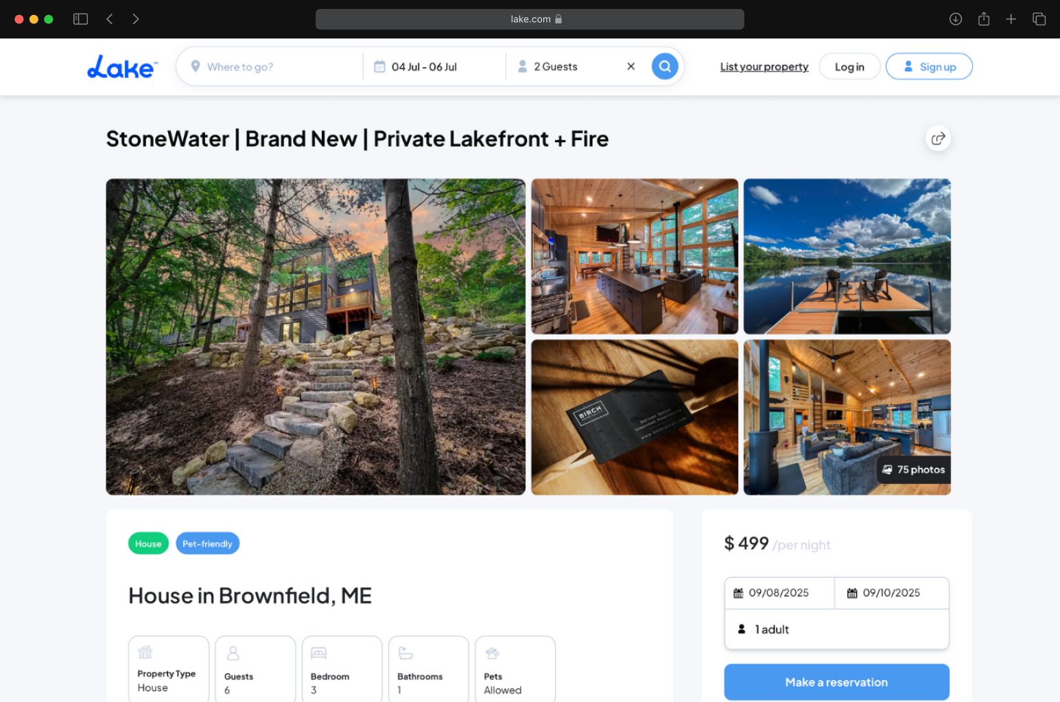 Lake.com property listing screenshot